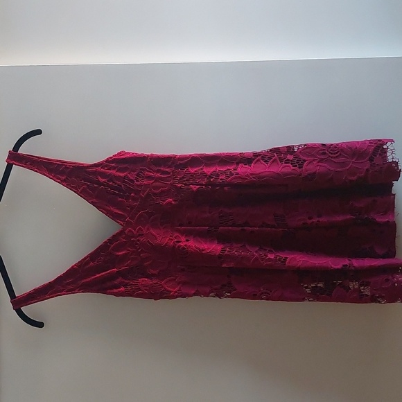 Free People Take The Town Lace Mini dress 8 Burgundy Red Sz 4 Bohemian Prom - Picture 2 of 7
